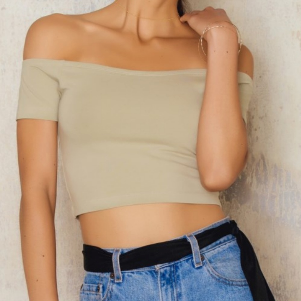 Off Shoulder Cropped Jersey Top